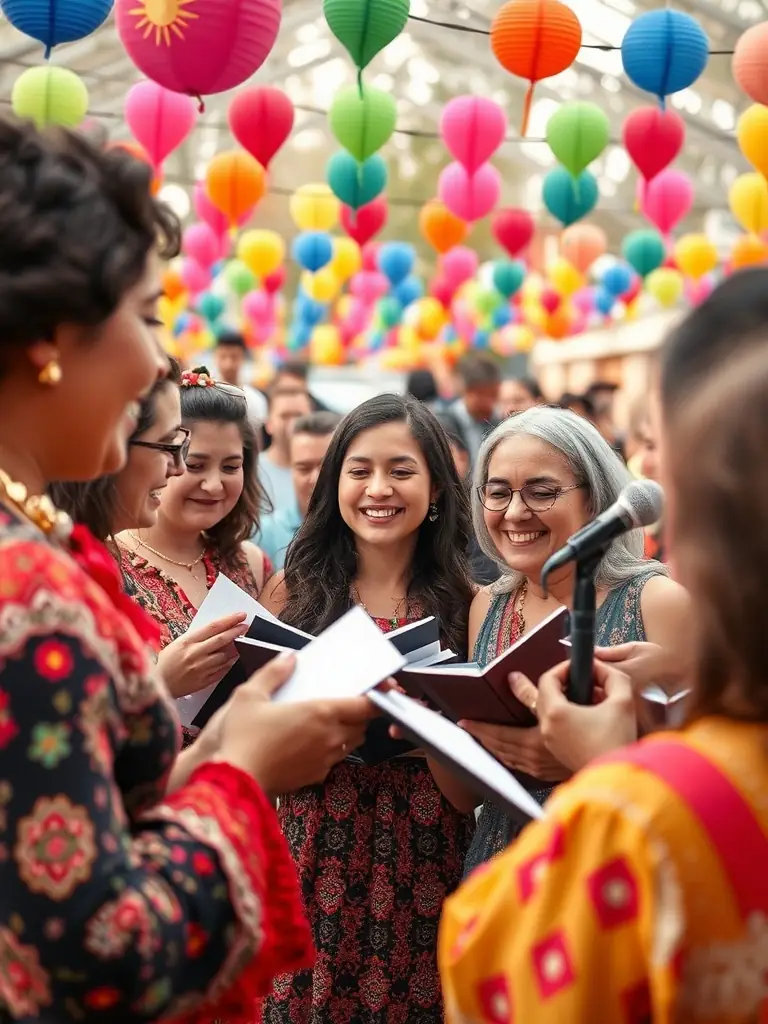 A photograph depicting a cultural event taking place at the Prieuré d'Allichamps, such as a concert, art exhibition, or historical reenactment. The image should capture the vibrant atmosphere and community involvement.