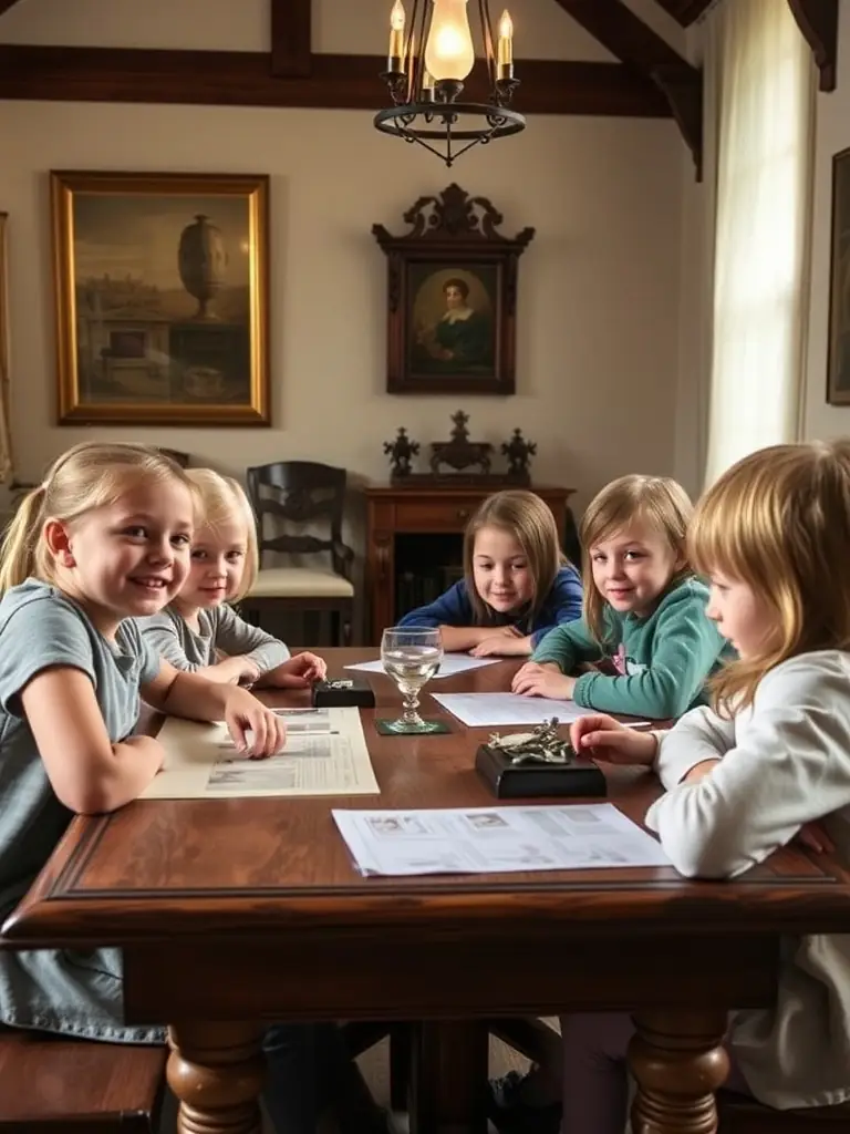 An image of an educational workshop for children at the priory, demonstrating the organization's focus on education and heritage transmission.