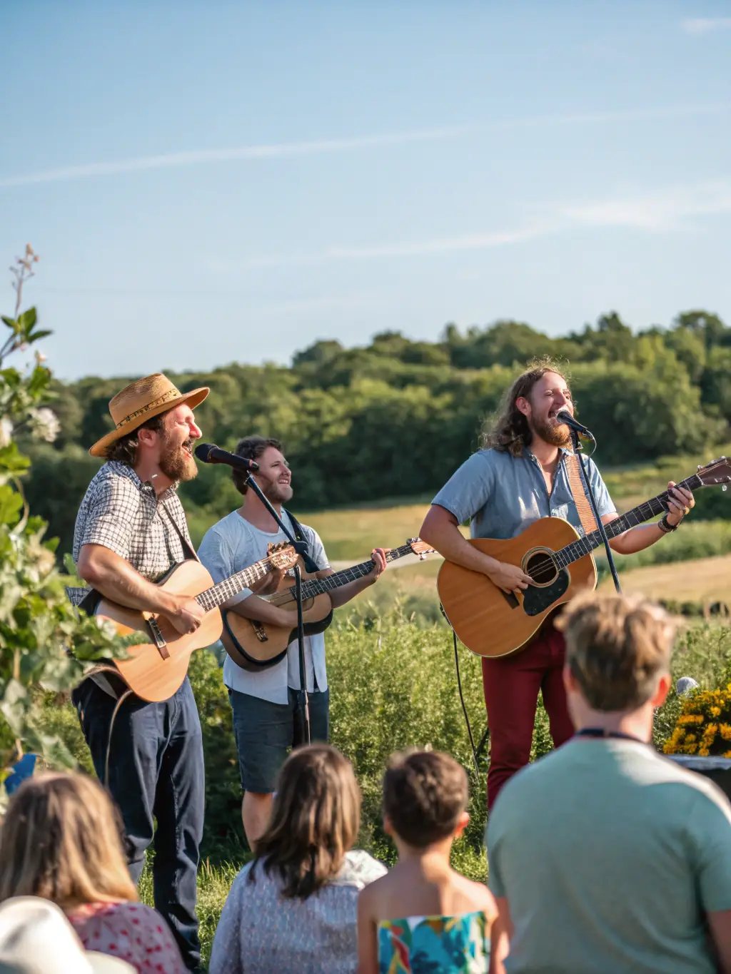 A photo of a cultural event held at the priory, featuring musicians performing in the courtyard, illustrating the organization's commitment to cultural enrichment.